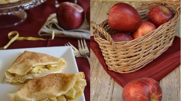 блины с карамельными яблоками