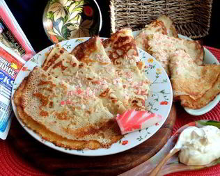 Блины с крабовым припеком