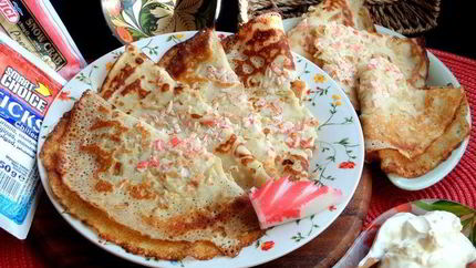 Блины с крабовым припеком