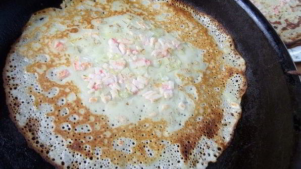 блины с крабовым припеком