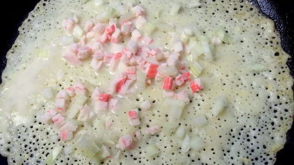 блины с крабовым припеком