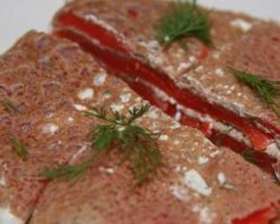 Гречневые блинчики с красной рыбой