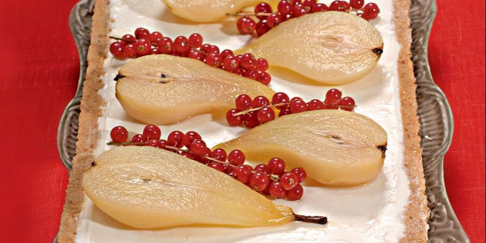 Рецепт миндального чизкейка с грушами