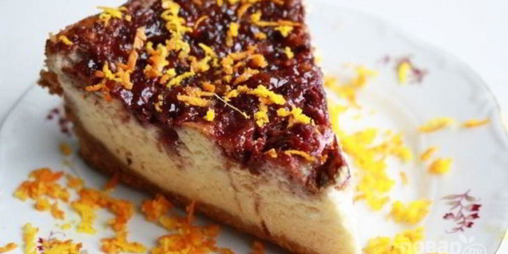 Рецепт новогоднего чизкейка с клюквой