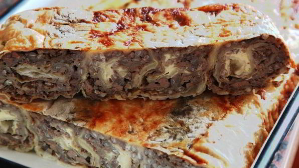 гречка с куриной печенью в лаваше