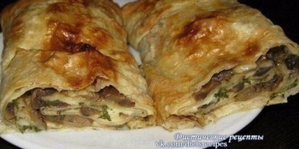 Рецепт лаваша с грибами и сыром