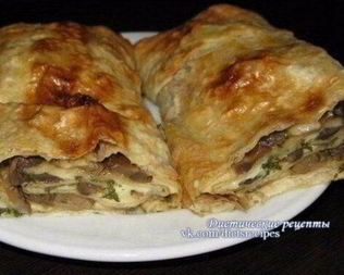 Лаваш с грибами и сыром