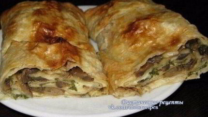 Лаваш с грибами и сыром