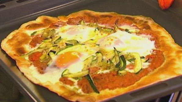 лаваш с красной фасолью, цукини и помидорами