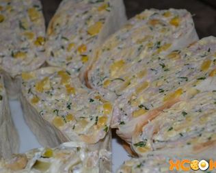 Лаваш с ветчиной и сыром