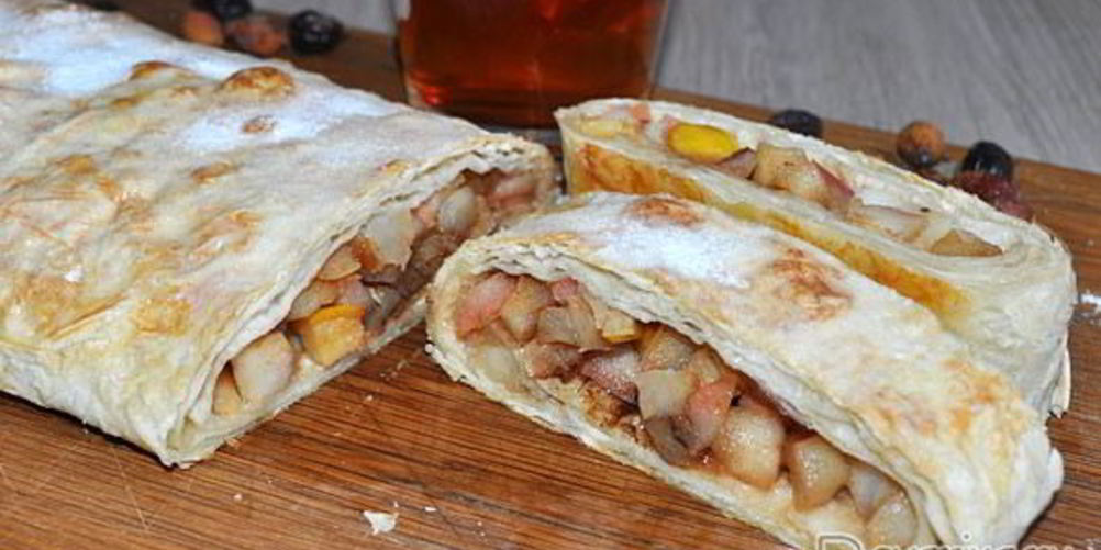 Рецепт рулета с яблоками из лаваша