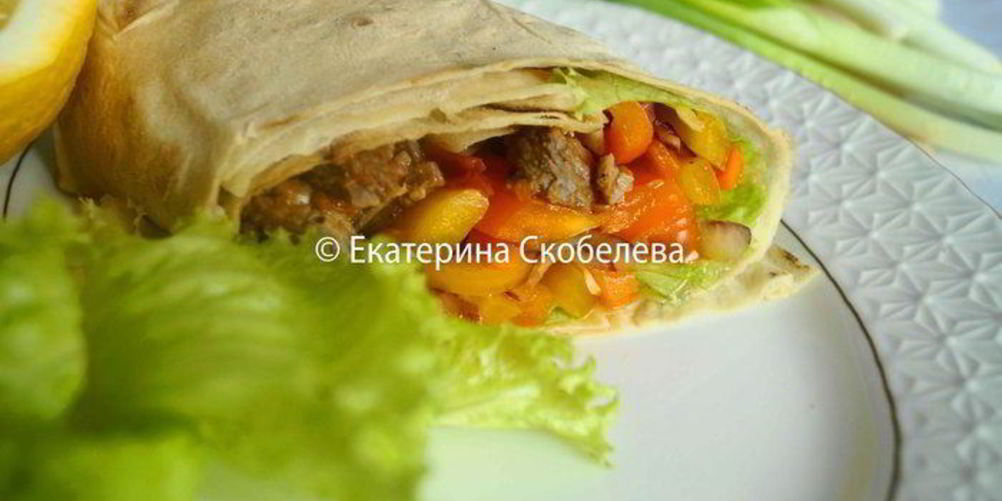 Рецепт закуски в лаваше с сочной говядиной и овощами