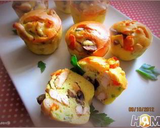 Маффины с курицей и грибами
