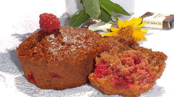 шоколадно-малиновые маффины