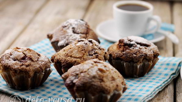 шоколадные маффины с вишней