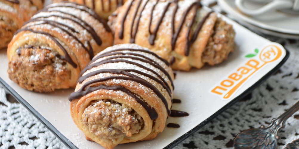 Рецепт ореховых рулетиков из творожного теста