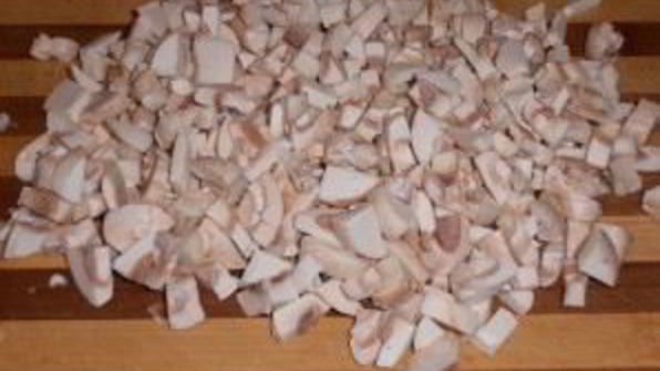 блинный пирог с курицей, грибами и творогом