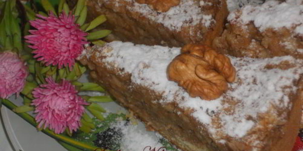 Рецепт пирога орехового с яблоками
