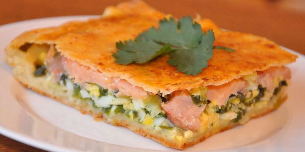 Рецепт пирога с семгой, брынзой и шпинатом