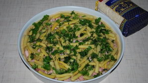 пирог с ветчиной и стручковой фасолью