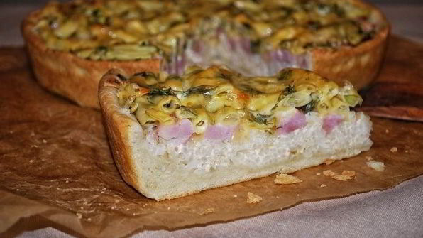 пирог с ветчиной и стручковой фасолью