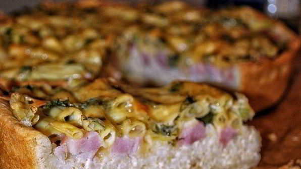 пирог с ветчиной и стручковой фасолью