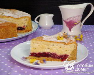 Творожный пирог с вишнями