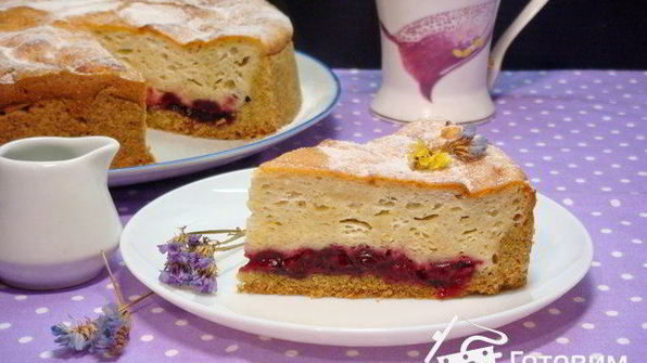 творожный пирог с вишнями