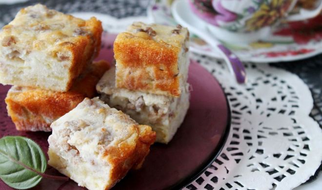 Заливной пирог с капустой и фаршем