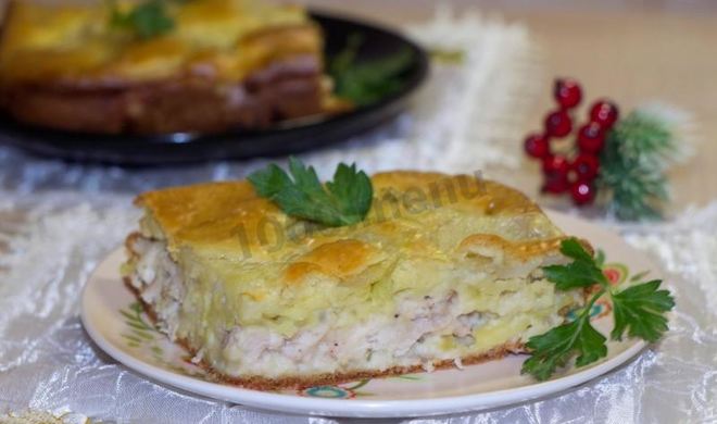 Заливной пирог с курицей и картошкой