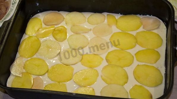 заливной пирог с курицей и картошкой