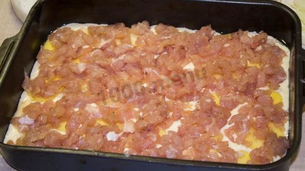 заливной пирог с курицей и картошкой