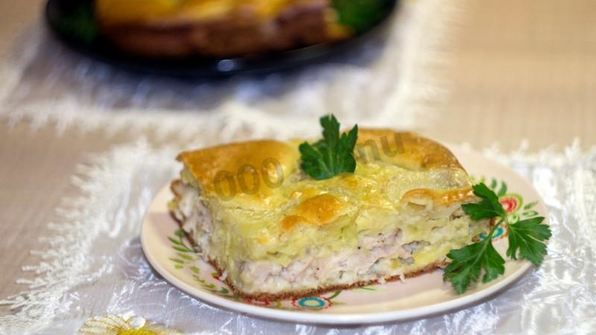 заливной пирог с курицей и картошкой