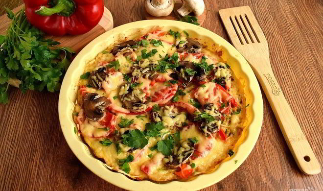 Диетическая куриная пицца без теста