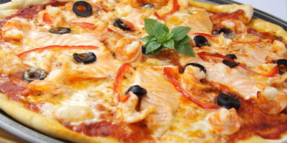 Рецепт пиццы морской волк с горбушей и креветками