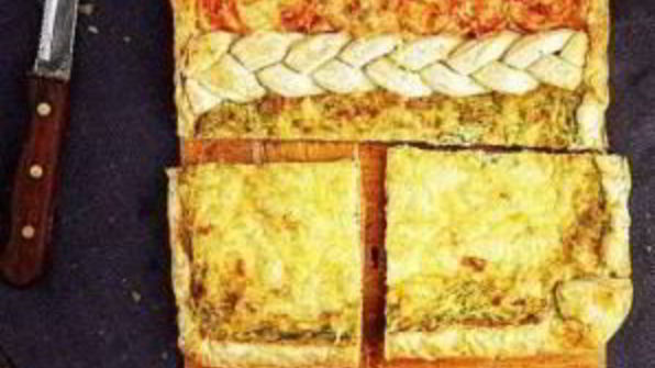 пицца на слоеном тесте