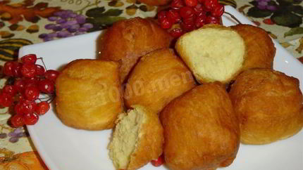 Жареные пончики из творога и тыквы