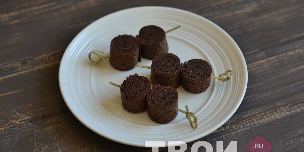 Рецепт шоколадных блинных рулетиков