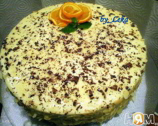 Бисквитный торт с творогом и бананами