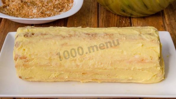 торт полено слоеное