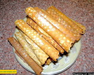 Вафельные трубочки в вафельнице