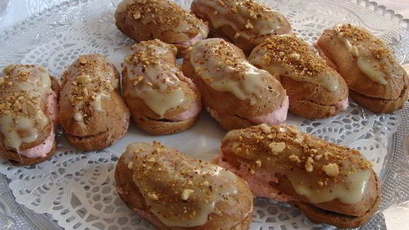 эклеры клубника со сливками
