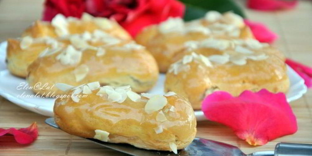 Рецепт эклеров с шоколадным кремом, карамелью и миндалем