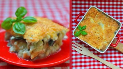 Баклажанная запеканка под корочкой из моцареллы