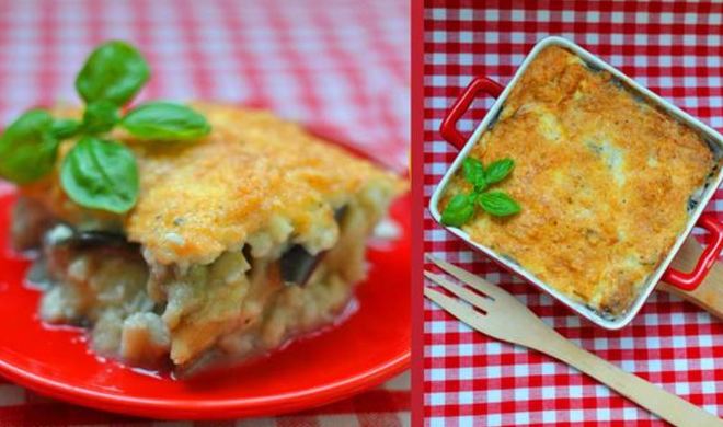 Баклажанная запеканка под корочкой из моцареллы