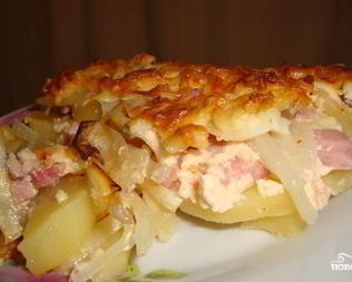 Картофельная запеканка с ветчиной