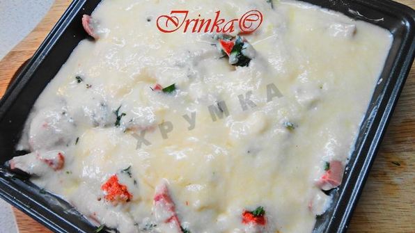 нежная запеканка из цветной капусты в духовке с сосисками