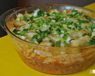 Овощная запеканка с мясом и макаронами