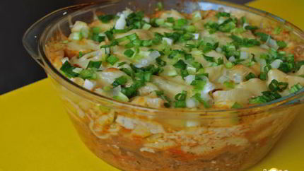 Овощная запеканка с мясом и макаронами