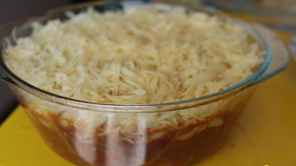 овощная запеканка с мясом и макаронами